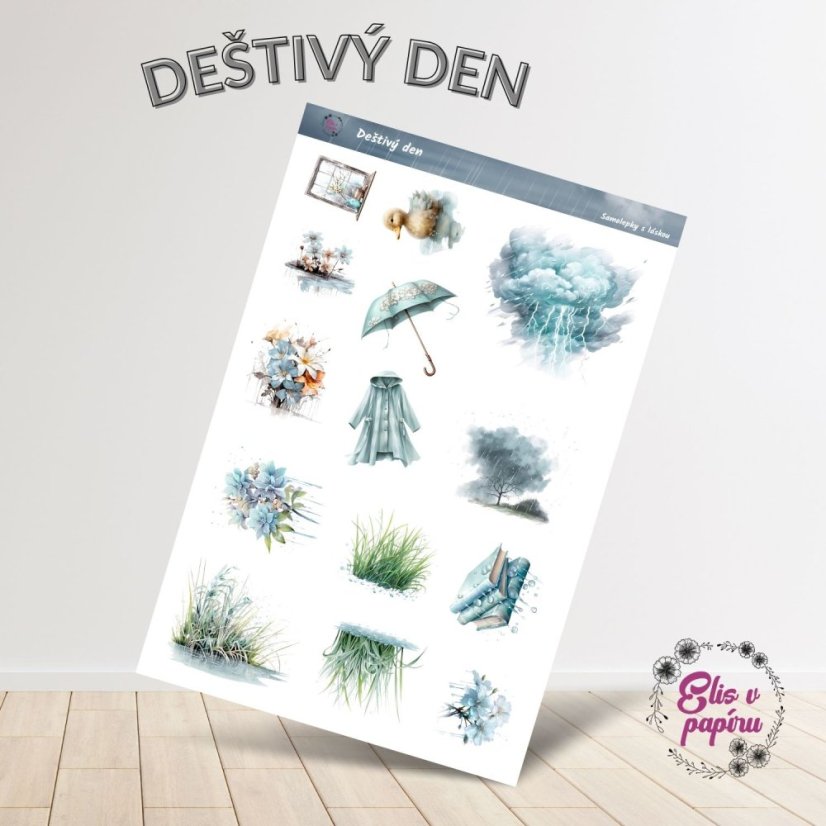 Samolepky s motivy deštivého dne pro tvůj diář nebo scrapbook. Přinesou ti klid a pohodu do každodenního plánování.