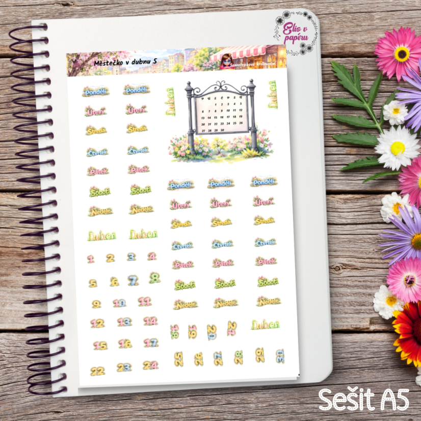 Městečko v dubnu | Měsíční samolepkový kit | 2026
