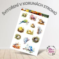 Švitoření v korunách stromů | Samolepky do diáře