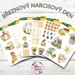 Březnový narcisový den | Měsíční samolepkové kity do diáře | 2025