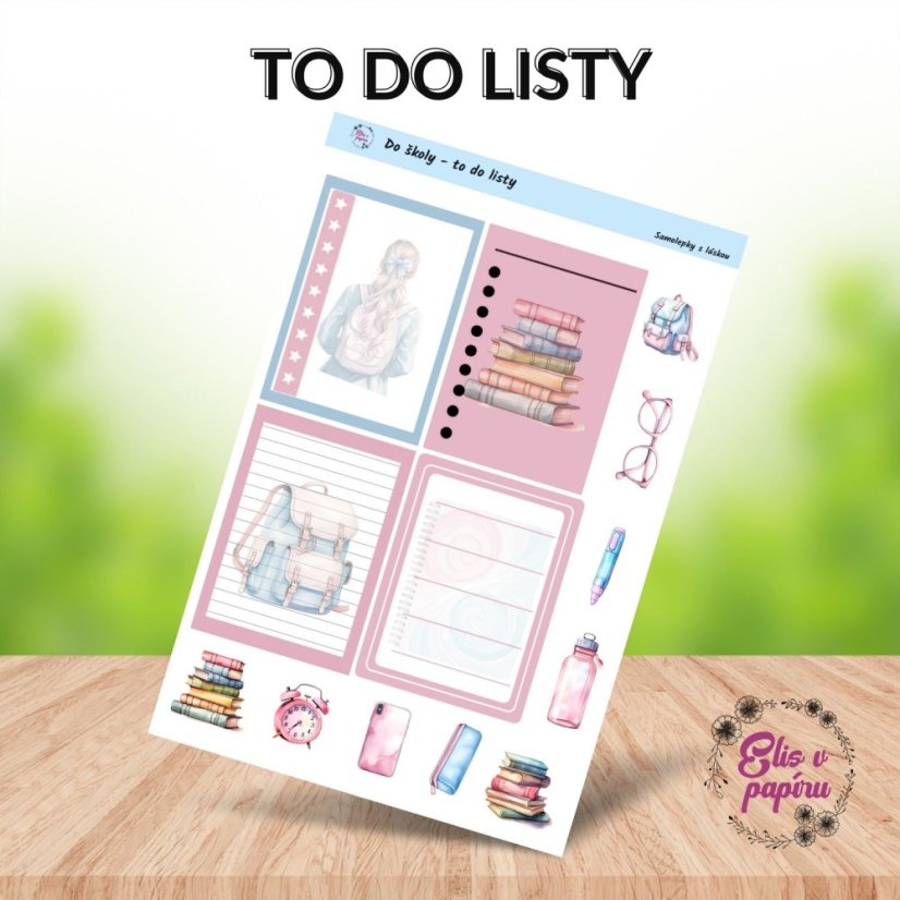 Samolepky do diáře od Elis v papíru s motivem školy v pastelových barvách - to do listy