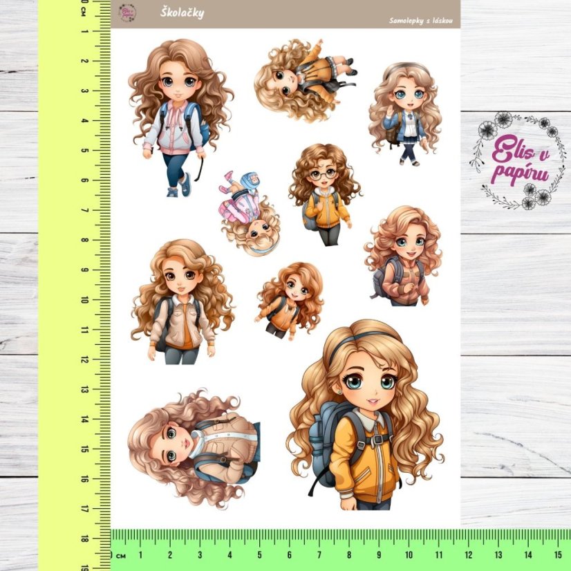 Roztomilé samolepky s postavičkami školaček. Oživí tvůj diář, bujo nebo scrapbook a přinesou do tvého plánování hravost a vzpomínky na školní léta.