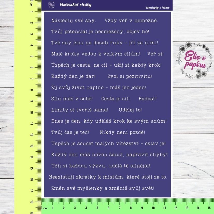 Motivační citáty, samolepky do diáře, inspirativní citáty, české samolepky, diářové samolepky, plánování, bujo, journaling, deník, scrapbook, diářování.