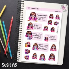 Plánování s Elis, vtipné samolepky, samolepky do diáře, bujo, plánování, journaling, deník, scrapbook, české samolepky, diářové samolepky, humor a organizace.