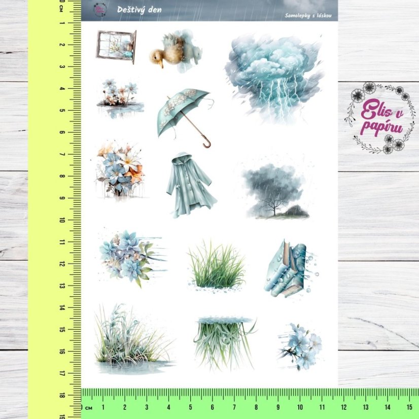 Samolepky s motivy deštivého dne pro tvůj diář nebo scrapbook. Přinesou ti klid a pohodu do každodenního plánování.