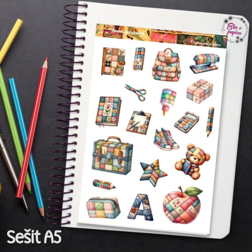 Školní patchwork | Samolepky do diáře