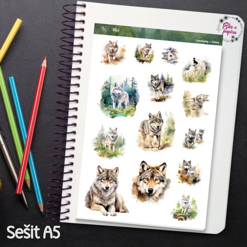 Samolepky s motivy vlků, které přinesou do tvého plánování sílu, eleganci a tajemství divoké přírody. Ideální pro diář, bujo nebo scrapbook plný dobrodružství.