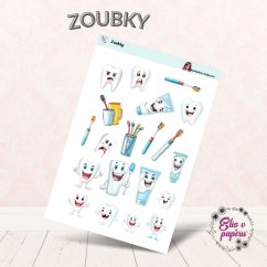 Samolepky zobrazují veselé zoubky, kartáčky, tuby zubní pasty a hrníčky, vše v hravém a veselém stylu. Každá postavička má výraz plný radosti nebo překvapení, což dodává samolepkám špetku zábavy a energie. Barvy jsou světlé a přívětivé, ideální pro oživení diáře nebo bullet journalu. Samolepky zobrazují veselé zoubky, kartáčky, tuby zubní pasty a hrníčky, vše v hravém a veselém stylu. Každá postavička má výraz plný radosti nebo překvapení, což dodává samolepkám špetku zábavy a energie. Barvy jsou světlé a přívětivé, ideální pro oživení diáře nebo bullet journalu.