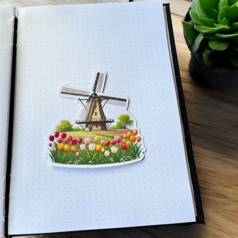 Jarní větrný mlýn | Maxi kusová samolepka pro diář i scrapbook