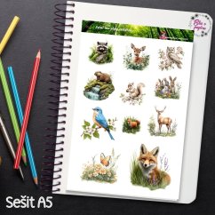 Jarní les plný zvířátek | Samolepky do diáře