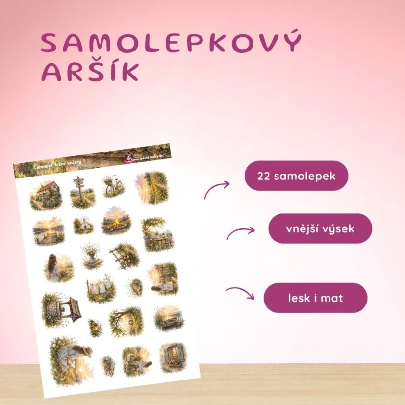 Červnové letní večery | Měsíční samolepkový kit | 2026