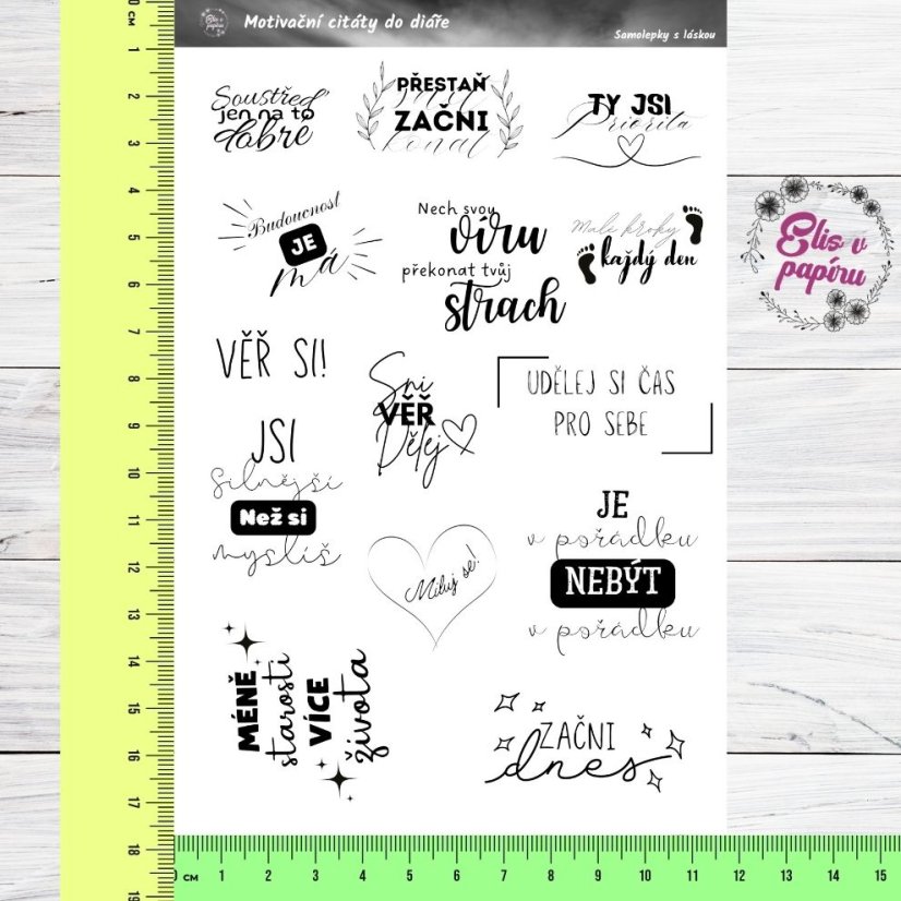 Motivační citáty, samolepky do diáře, inspirativní citáty, české samolepky, diářové samolepky, plánování, bujo, journaling, deník, scrapbook, diářování.