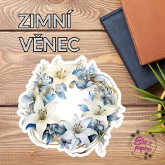 Velká kusová samolepka s motivem zimního věnce od Elis v papíru