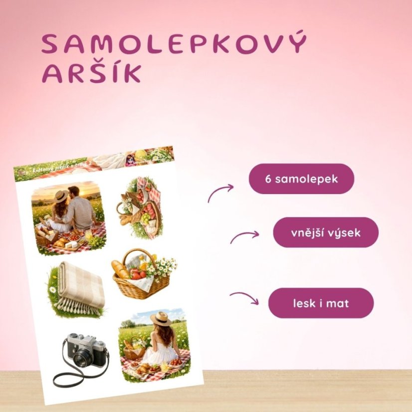Květnový piknik v trávě | Měsíční samolepkový kit | 2026