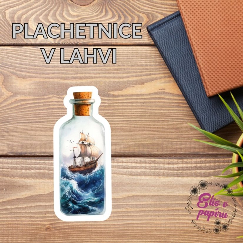 Plachetnice v láhvi | Samolepka do diáře