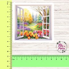 Jarní okno | Maxi kusová samolepka pro diář i scrapbook