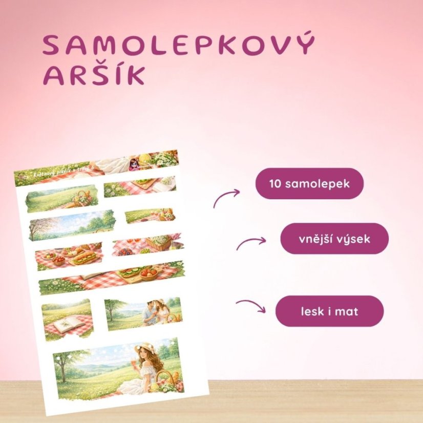 Květnový piknik v trávě | Měsíční samolepkový kit | 2026