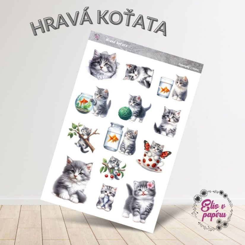 Roztomilé samolepky s hravými koťaty pro diář, bujo a scrapbook. Přidej si je do svého plánování a užívej si jejich radostnou energii.