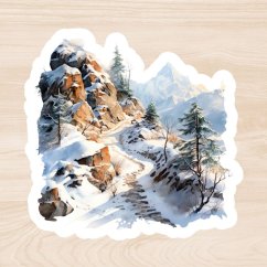 Zasněžená horská stezka | Samolepky do diáře
