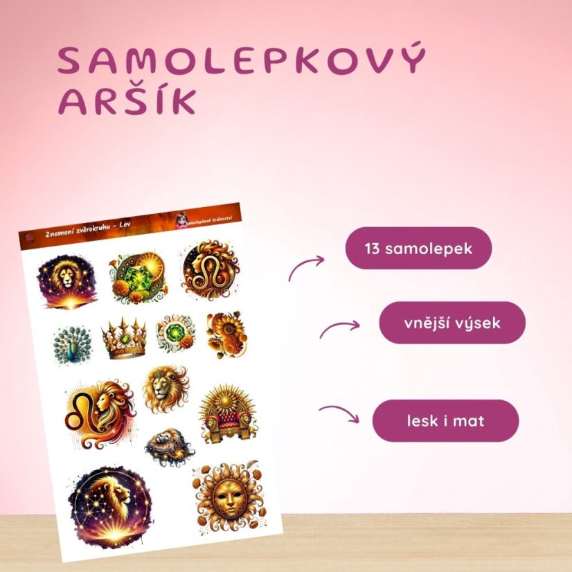 Znamení zvěrokruhu – Lev | Samolepky do diáře