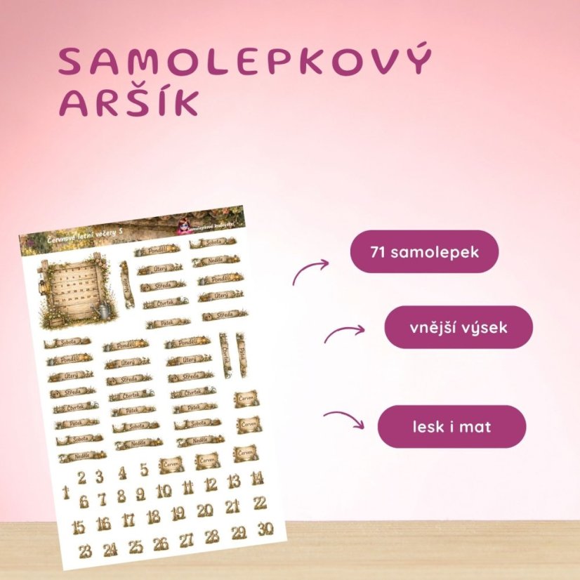 Červnové letní večery | Měsíční samolepkový kit | 2026