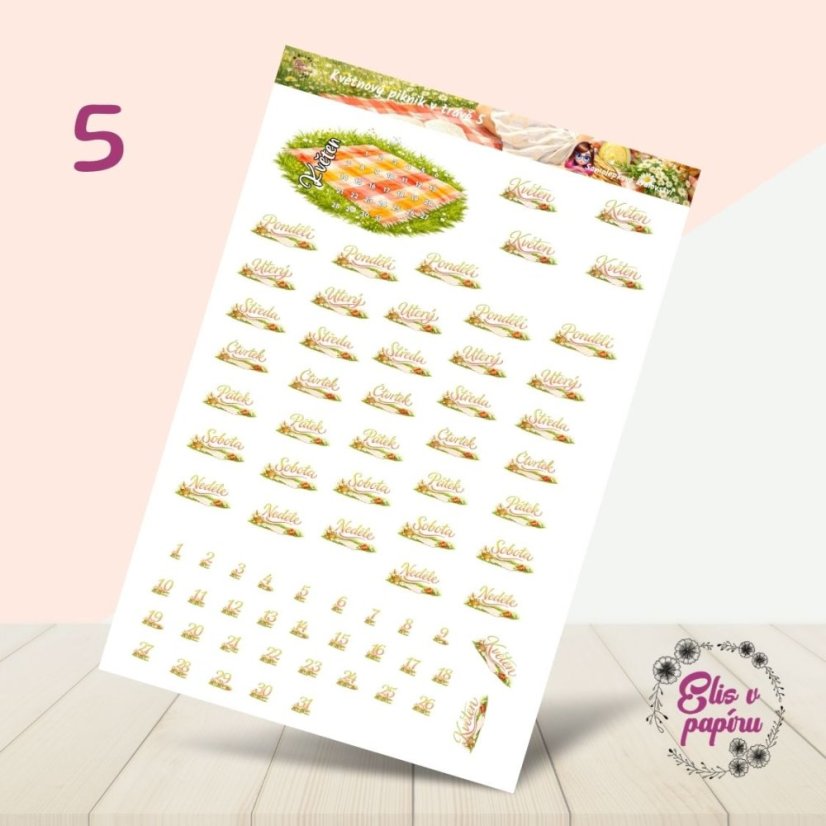 Květnový piknik v trávě | Měsíční samolepkový kit | 2026