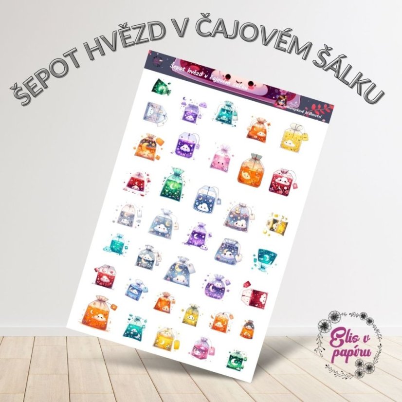 Šepot hvězd v čajovém šálku | Samolepky do diáře