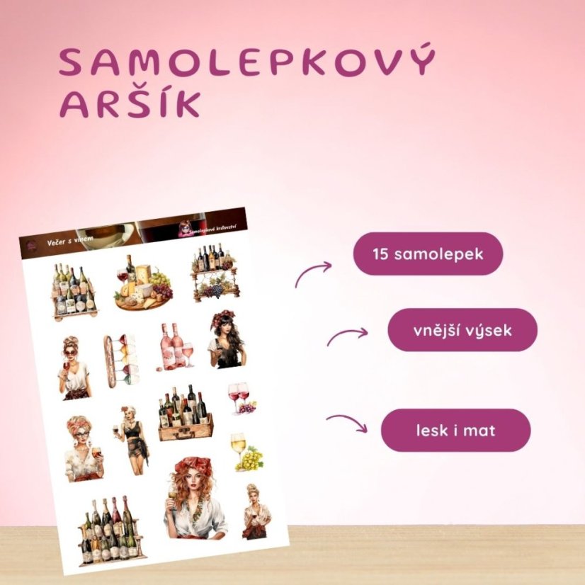Večer s vínem | Samolepky do diáře