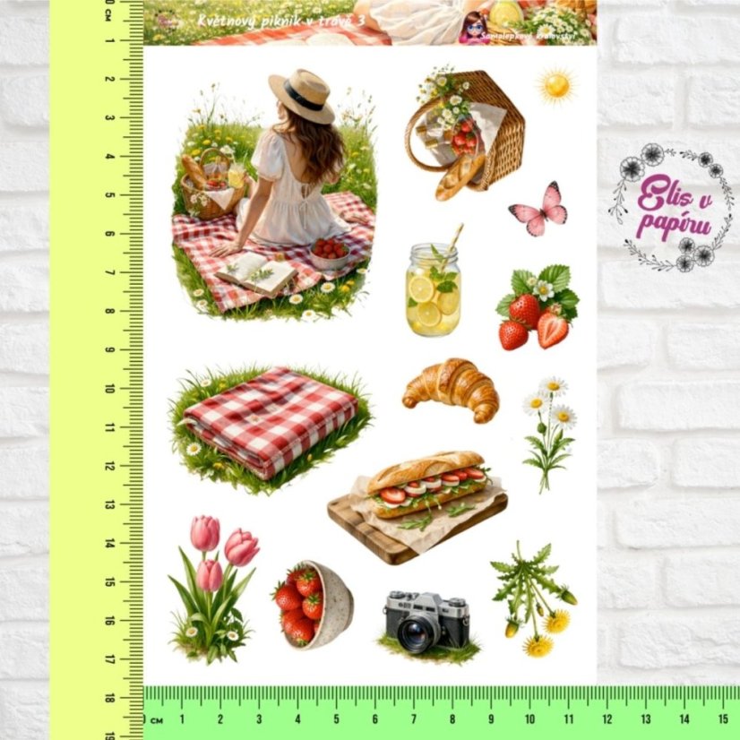 Květnový piknik v trávě | Měsíční samolepkový kit | 2026