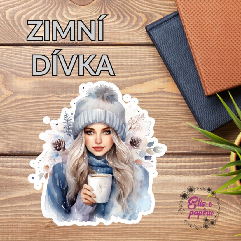 Maxi kusová samolepka dívky v zimě od Elis v papíru.