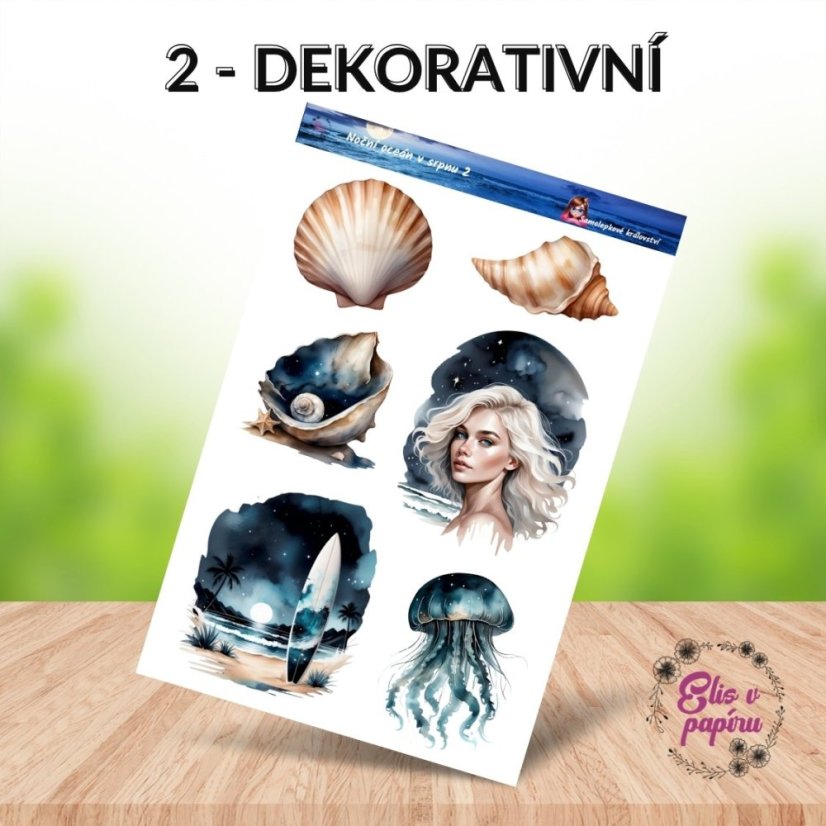 Noční oceán v srpnu | Měsíční samolepkový kit
