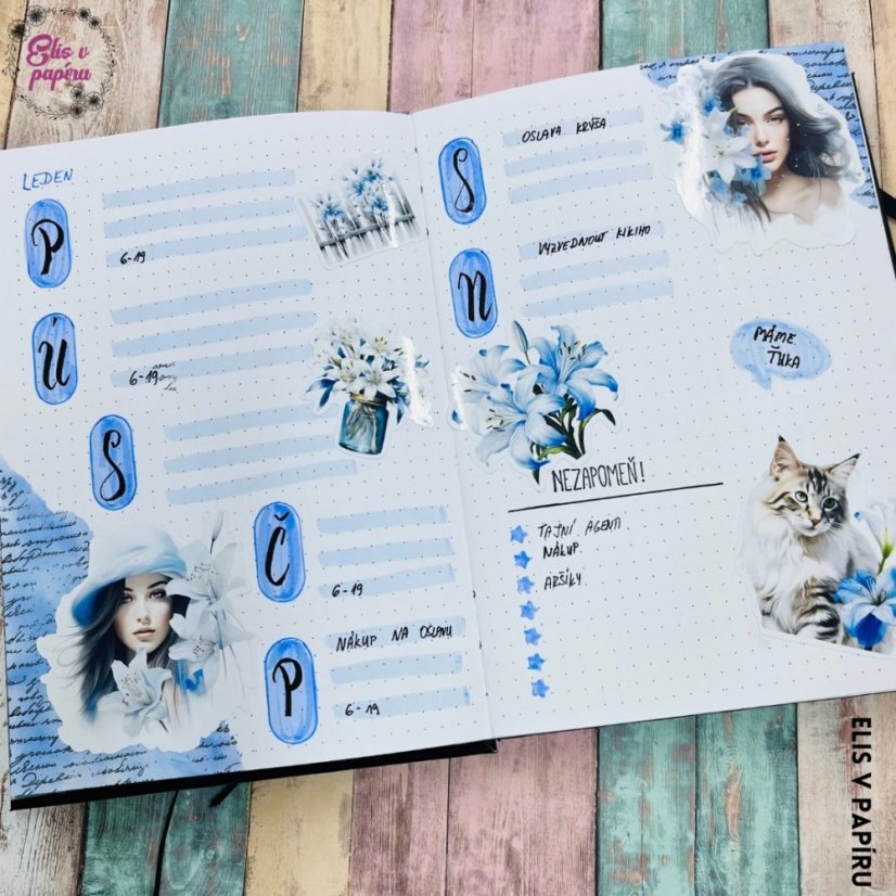 Samolepky do diáře i pro scrapbook s liliemi v zimě