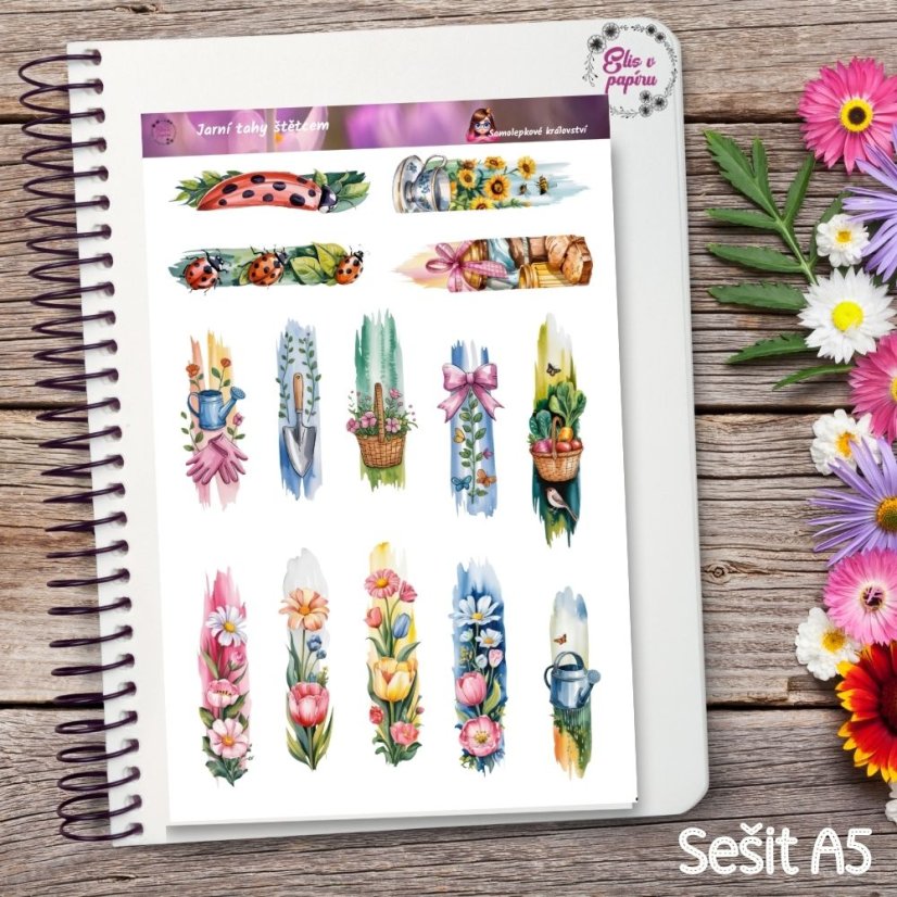 Jarní tahy štětcem | Samolepky do diáře