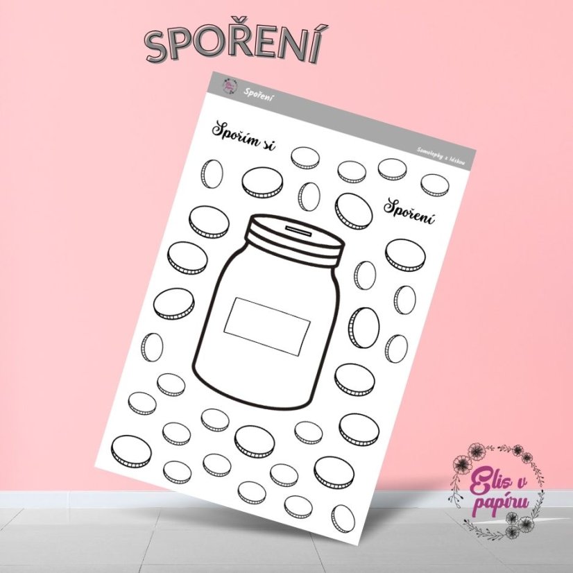 Samolepkový kit ideální pro značení spoření, ale třeba i výdajů od Elis v papíru.