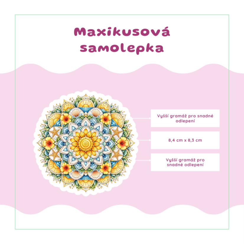 Letní mandala | Maxi kusová samolepka pro diář i scrapbook