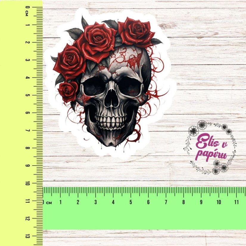Růže a lebka | Samolepky do diáře