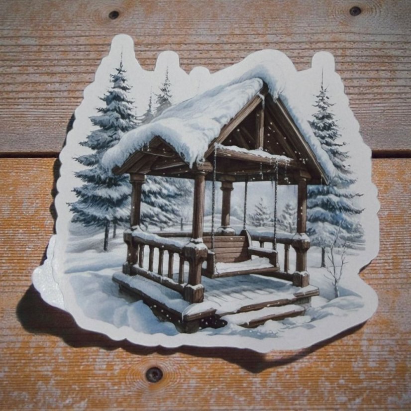 Houpačka pod sněhem | Samolepka do diáře