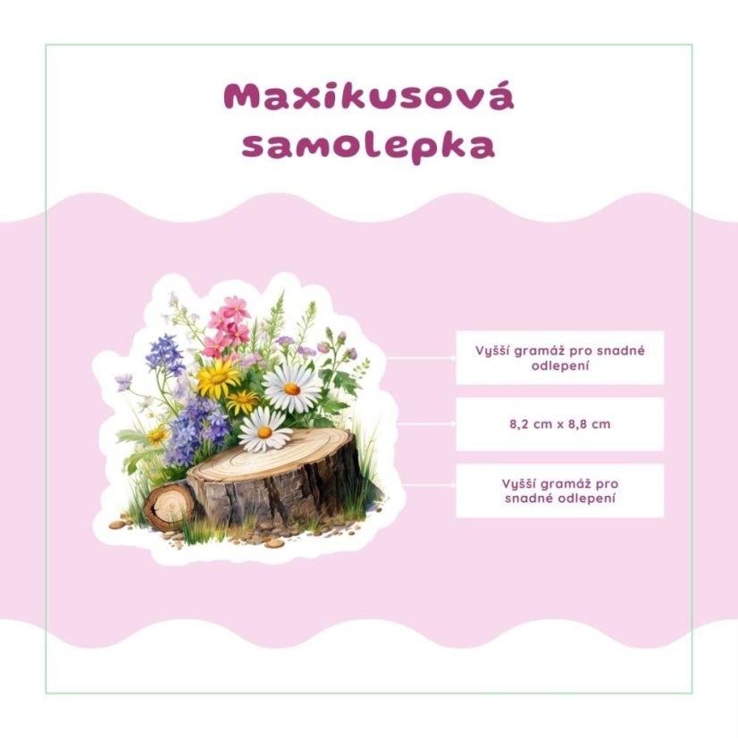 Pařez a květy | Samolepka do diáře