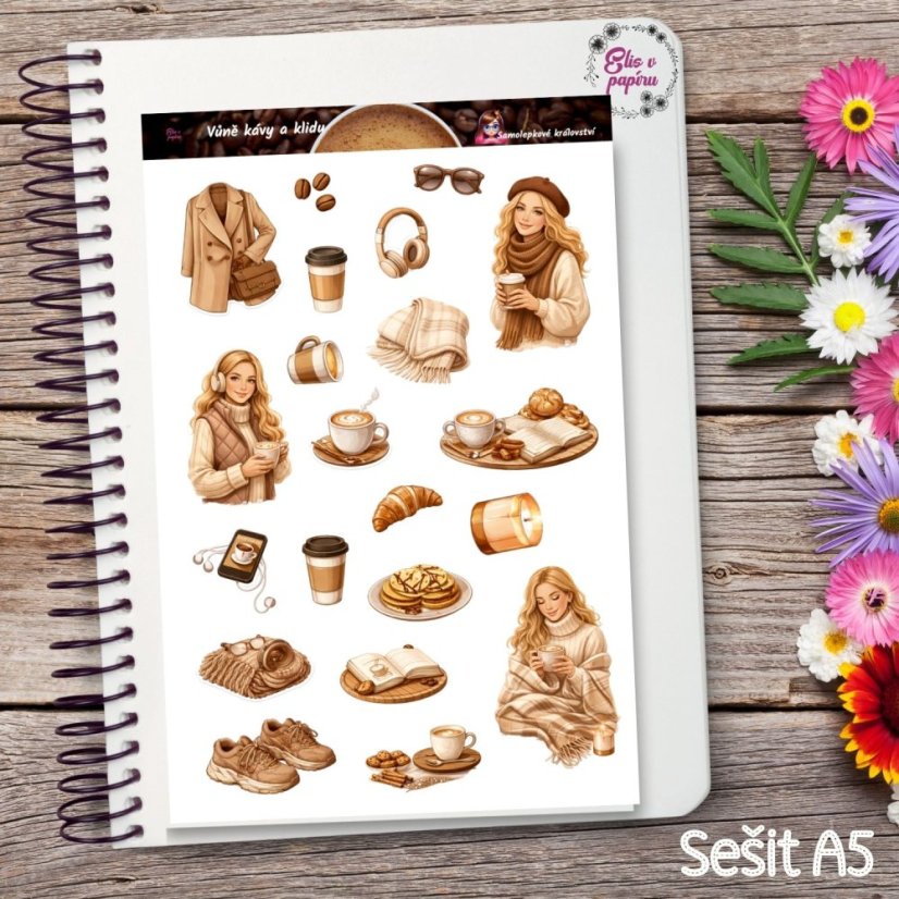 Vůně kávy a klidu | Samolepky do diáře