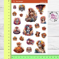 Samolepky do diáře od Elis v papíru s motivem Dia del muertos.
