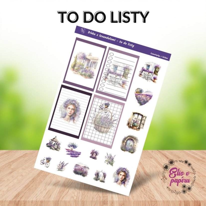 Samolepky do diáře od Elis v papíru s motivem levandulí - to do listy
