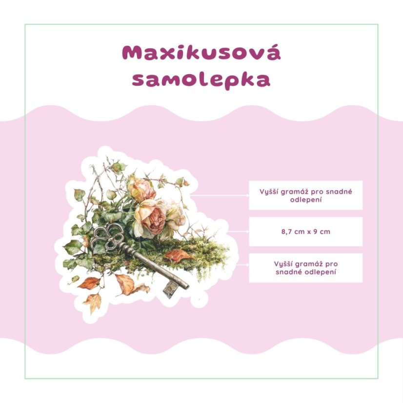 Klíč k tiché zahradě | Maxi kusová samolepka pro diář i scrapbook