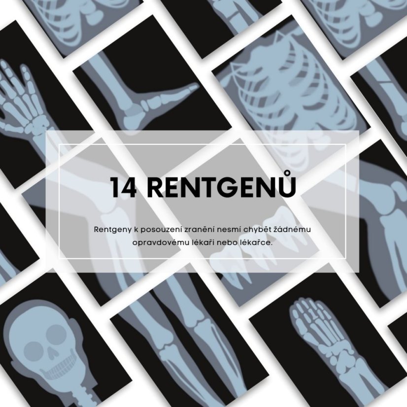 Hra na doktora obsahuje veškerou zdravotnickou dokumentaci včetně rentgenů a karty pacienta, kterou děti potřebují ke hře na doktora