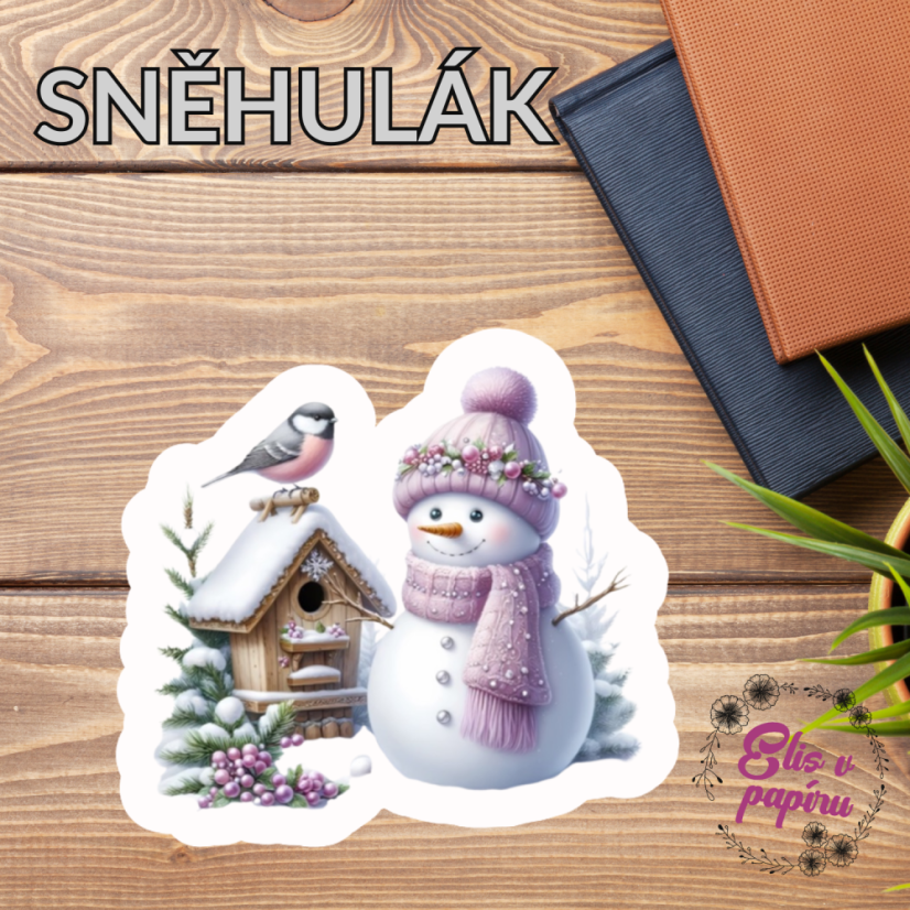 Sněhulák  | Maxi kusová samolepka pro diář i scrapbook