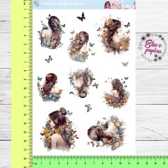 Květiny a motýli ve vlasech | Samolepky do diáře