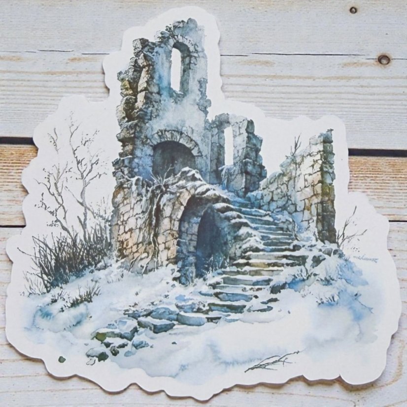 Zasněžené ruiny | Samolepka do diáře