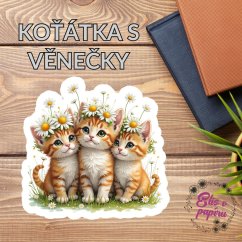 Koťátka s věnečky | Samolepka do diáře