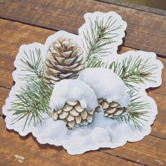 Zasněžené šišky | Samolepka do diáře