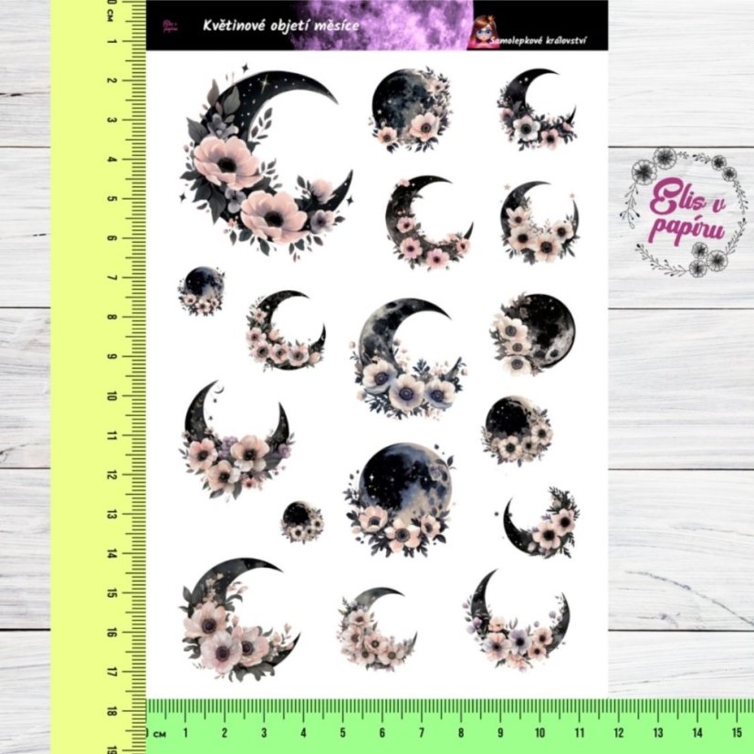 Květinové objetí měsíce | Samolepky do diáře