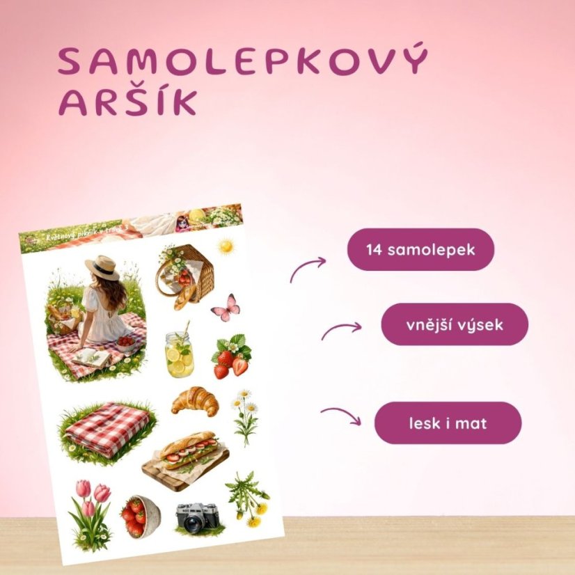 Květnový piknik v trávě | Měsíční samolepkový kit | 2026